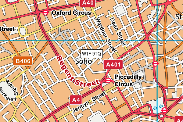 W1F 9TQ map - OS VectorMap District (Ordnance Survey) W1F 9TQ map - OS VectorMap District (Ordnance Survey)