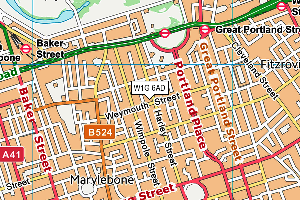 W1G 6AD map - OS VectorMap District (Ordnance Survey)