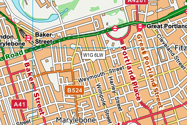 W1G 6LW map - OS VectorMap District (Ordnance Survey)