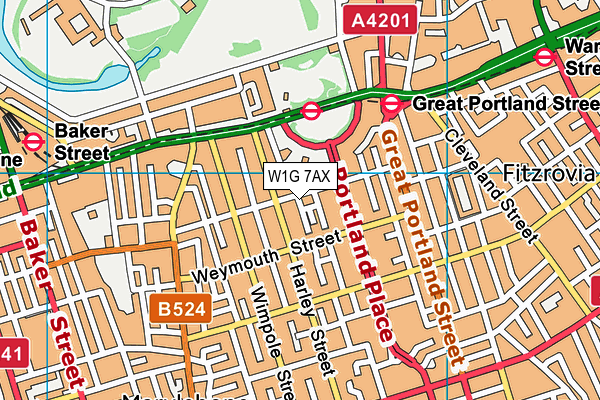 W1G 7AX map - OS VectorMap District (Ordnance Survey) W1G 7AX map - OS VectorMap District (Ordnance Survey)