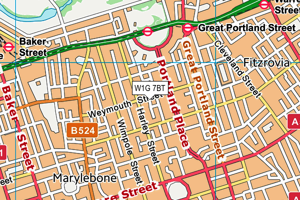 W1G 7BT map - OS VectorMap District (Ordnance Survey) W1G 7BT map - OS VectorMap District (Ordnance Survey)