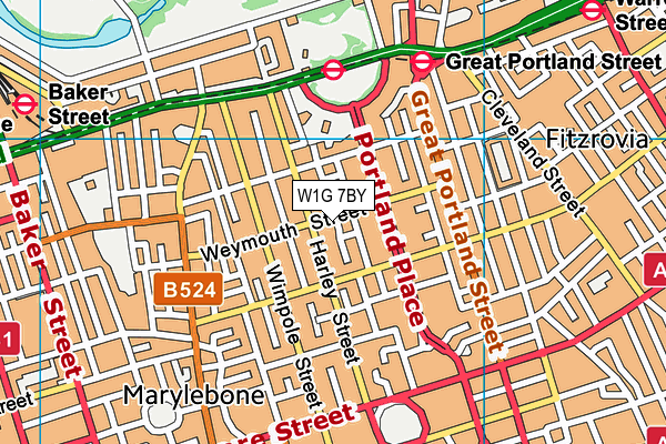 W1G 7BY map - OS VectorMap District (Ordnance Survey) W1G 7BY map - OS VectorMap District (Ordnance Survey)