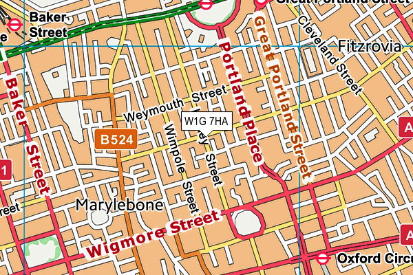W1G 7HA map - OS VectorMap District (Ordnance Survey) W1G 7HA map - OS VectorMap District (Ordnance Survey)