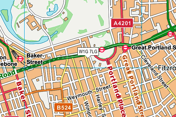 W1G 7LG map - OS VectorMap District (Ordnance Survey) W1G 7LG map - OS VectorMap District (Ordnance Survey)