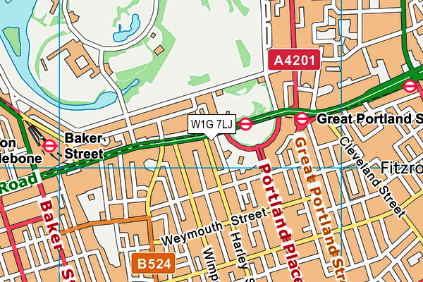 W1G 7LJ map - OS VectorMap District (Ordnance Survey) W1G 7LJ map - OS VectorMap District (Ordnance Survey)