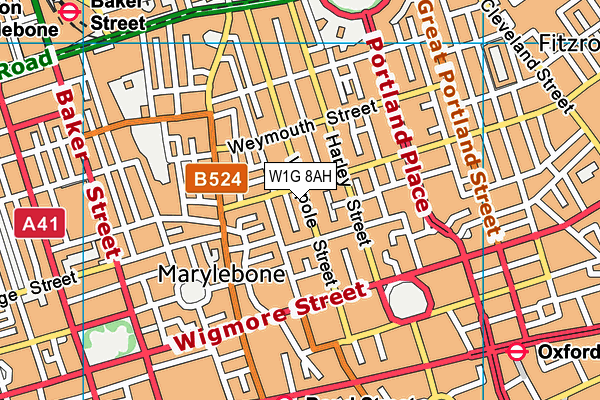 W1G 8AH map - OS VectorMap District (Ordnance Survey)
