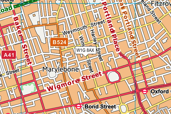 W1G 8AX map - OS VectorMap District (Ordnance Survey) W1G 8AX map - OS VectorMap District (Ordnance Survey)