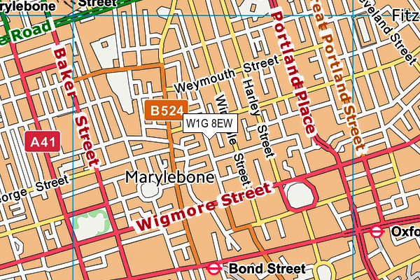 W1G 8EW map - OS VectorMap District (Ordnance Survey)