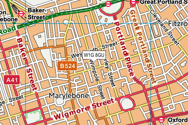 W1G 8GU map - OS VectorMap District (Ordnance Survey) W1G 8GU map - OS VectorMap District (Ordnance Survey)