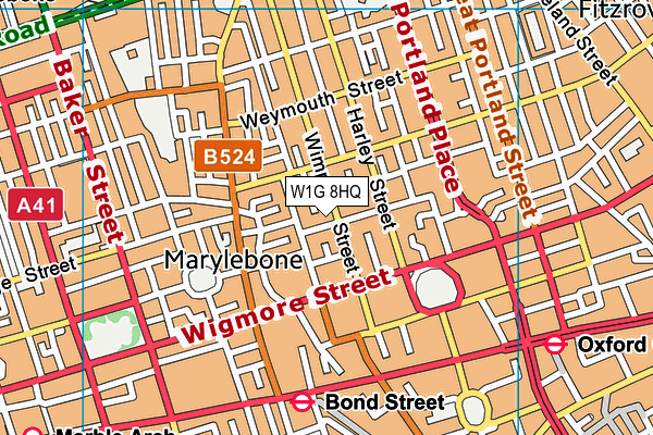 W1G 8HQ map - OS VectorMap District (Ordnance Survey) W1G 8HQ map - OS VectorMap District (Ordnance Survey)