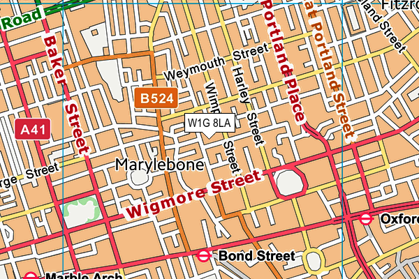 W1G 8LA map - OS VectorMap District (Ordnance Survey) W1G 8LA map - OS VectorMap District (Ordnance Survey)