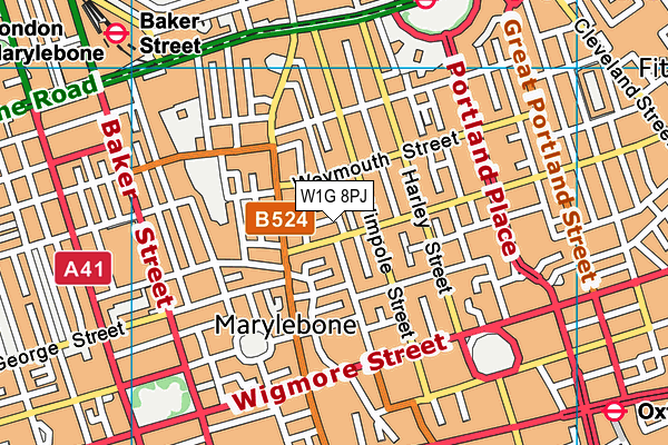 W1G 8PJ map - OS VectorMap District (Ordnance Survey) W1G 8PJ map - OS VectorMap District (Ordnance Survey)