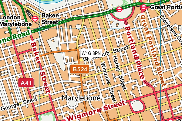 W1G 8PN map - OS VectorMap District (Ordnance Survey) W1G 8PN map - OS VectorMap District (Ordnance Survey)