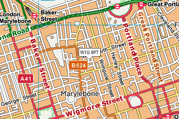 W1G 8PT map - OS VectorMap District (Ordnance Survey) W1G 8PT map - OS VectorMap District (Ordnance Survey)
