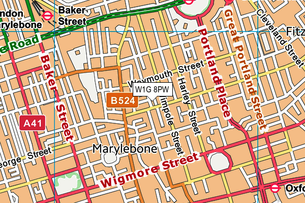 W1G 8PW map - OS VectorMap District (Ordnance Survey) W1G 8PW map - OS VectorMap District (Ordnance Survey)