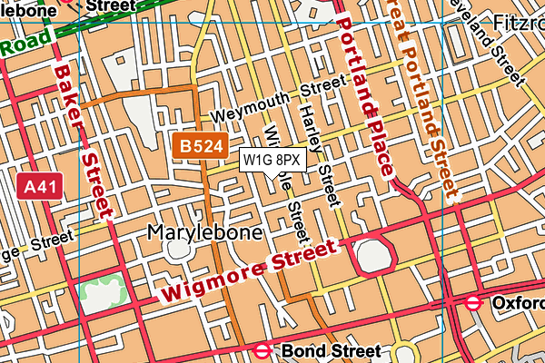 W1G 8PX map - OS VectorMap District (Ordnance Survey) W1G 8PX map - OS VectorMap District (Ordnance Survey)