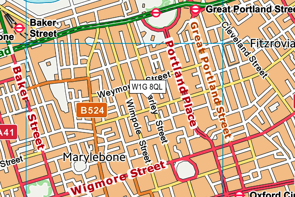 W1G 8QL map - OS VectorMap District (Ordnance Survey) W1G 8QL map - OS VectorMap District (Ordnance Survey)