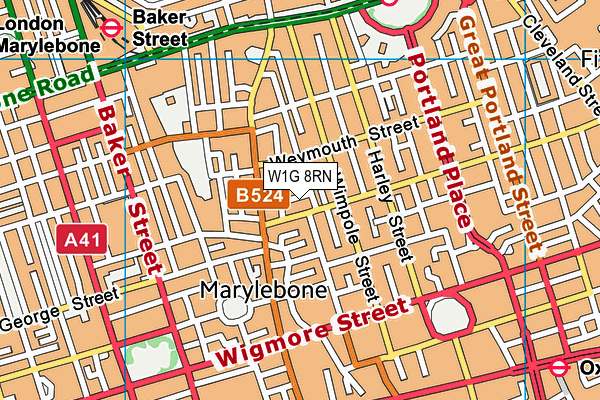W1G 8RN map - OS VectorMap District (Ordnance Survey) W1G 8RN map - OS VectorMap District (Ordnance Survey)