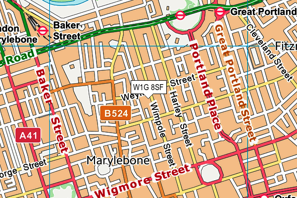 W1G 8SF map - OS VectorMap District (Ordnance Survey)