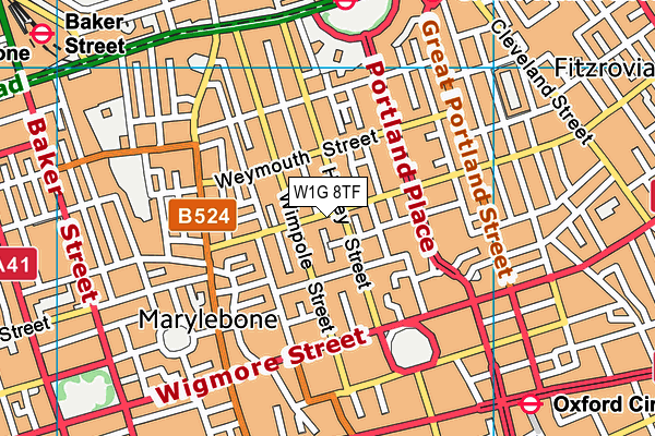 W1G 8TF map - OS VectorMap District (Ordnance Survey) W1G 8TF map - OS VectorMap District (Ordnance Survey)