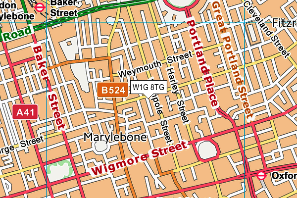 W1G 8TG map - OS VectorMap District (Ordnance Survey)