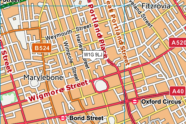 W1G 9LJ map - OS VectorMap District (Ordnance Survey) W1G 9LJ map - OS VectorMap District (Ordnance Survey)