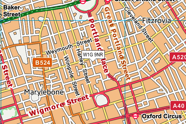 W1G 9NR map - OS VectorMap District (Ordnance Survey)
