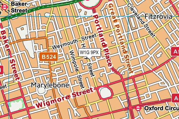 W1G 9PX map - OS VectorMap District (Ordnance Survey) W1G 9PX map - OS VectorMap District (Ordnance Survey)