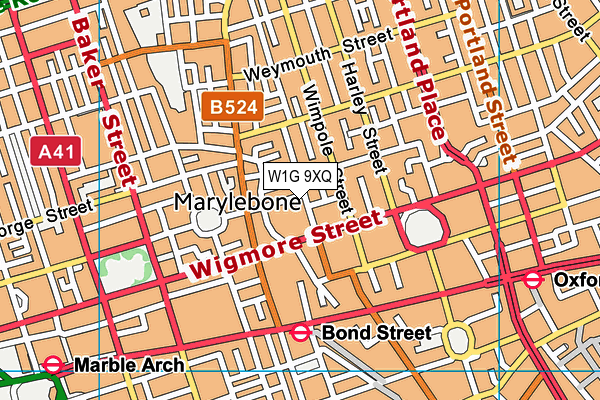 W1G 9XQ map - OS VectorMap District (Ordnance Survey) W1G 9XQ map - OS VectorMap District (Ordnance Survey)