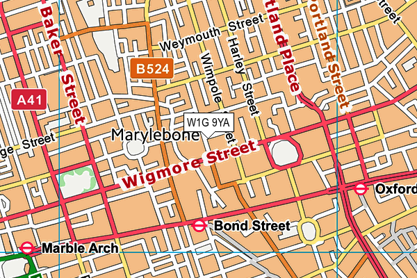 W1G 9YA map - OS VectorMap District (Ordnance Survey) W1G 9YA map - OS VectorMap District (Ordnance Survey)