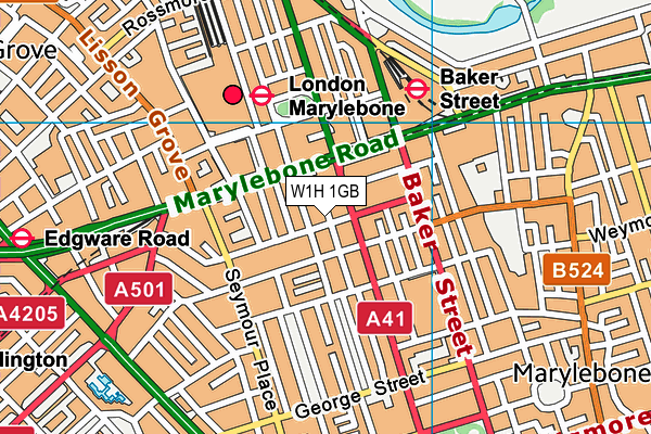 W1H 1GB map - OS VectorMap District (Ordnance Survey)