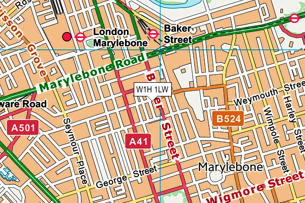 W1H 1LW map - OS VectorMap District (Ordnance Survey)