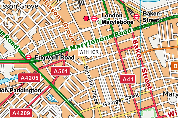 W1H 1QR map - OS VectorMap District (Ordnance Survey)
