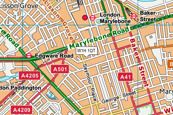 W1H 1QT map - OS VectorMap District (Ordnance Survey)