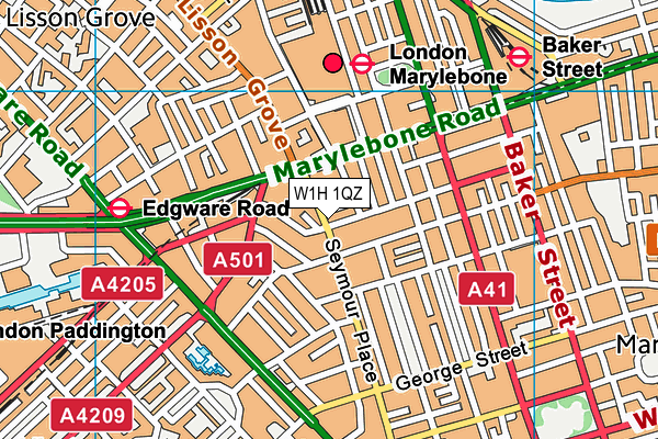 W1H 1QZ map - OS VectorMap District (Ordnance Survey)