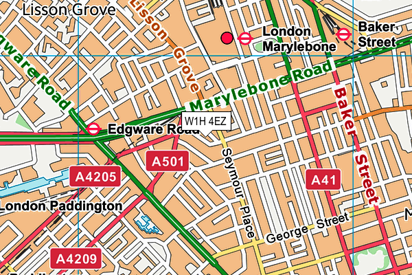W1H 4EZ map - OS VectorMap District (Ordnance Survey) W1H 4EZ map - OS VectorMap District (Ordnance Survey)