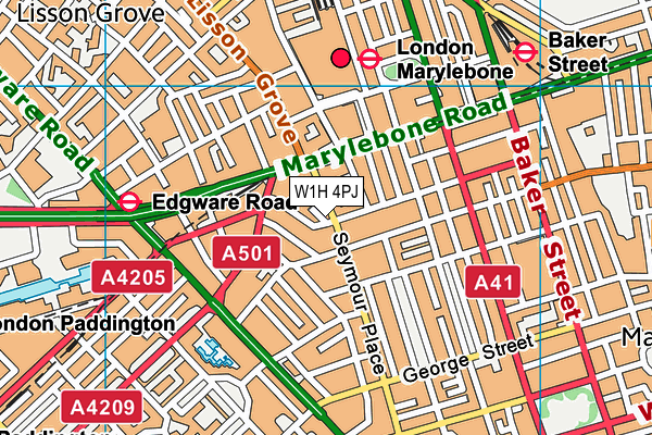 W1H 4PJ map - OS VectorMap District (Ordnance Survey)