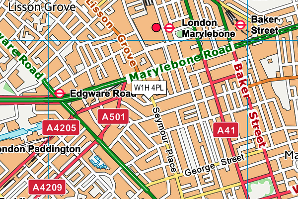 W1H 4PL map - OS VectorMap District (Ordnance Survey)