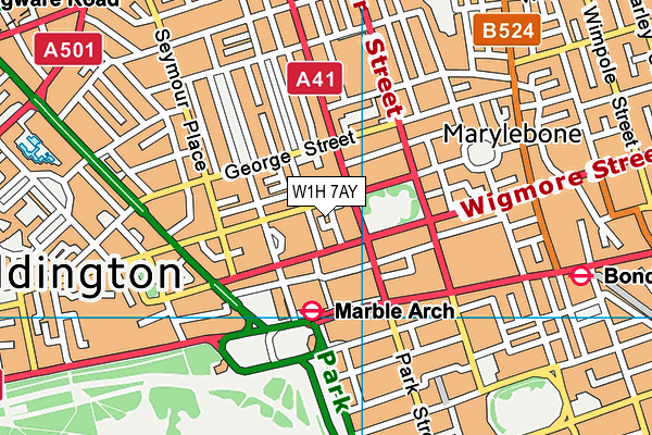 W1H 7AY map - OS VectorMap District (Ordnance Survey) W1H 7AY map - OS VectorMap District (Ordnance Survey)