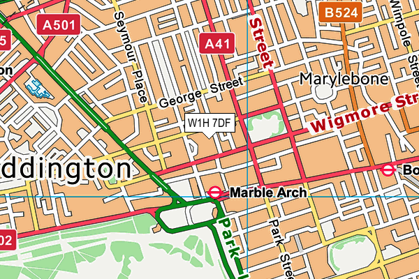 W1H 7DF map - OS VectorMap District (Ordnance Survey)