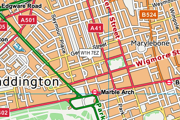 W1H 7EZ map - OS VectorMap District (Ordnance Survey) W1H 7EZ map - OS VectorMap District (Ordnance Survey)