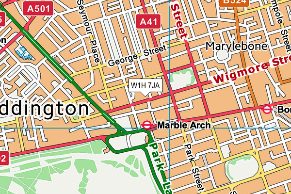 W1H 7JA map - OS VectorMap District (Ordnance Survey)
