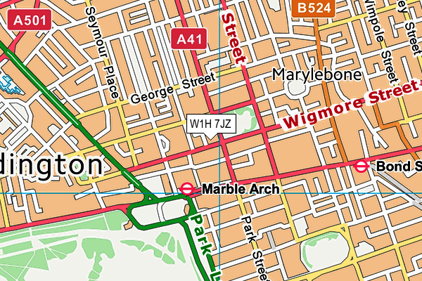 W1H 7JZ map - OS VectorMap District (Ordnance Survey) W1H 7JZ map - OS VectorMap District (Ordnance Survey)