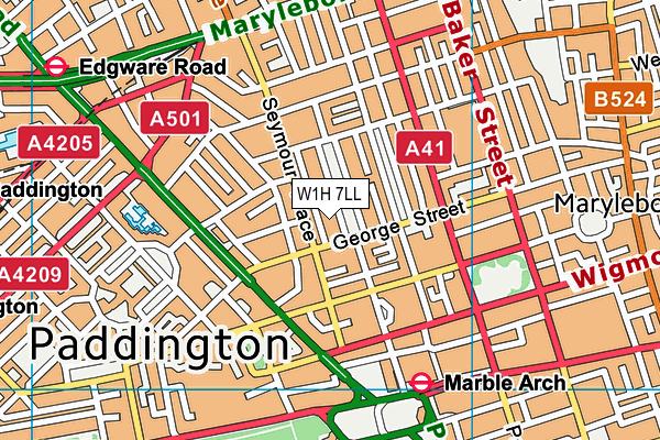 W1H 7LL map - OS VectorMap District (Ordnance Survey)