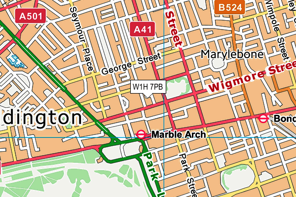 W1H 7PB map - OS VectorMap District (Ordnance Survey) W1H 7PB map - OS VectorMap District (Ordnance Survey)