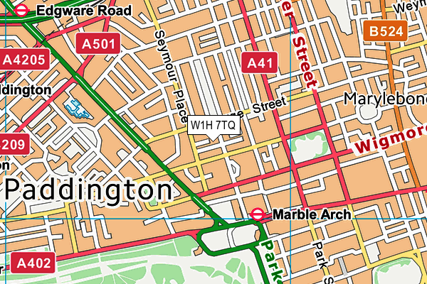 W1H 7TQ map - OS VectorMap District (Ordnance Survey) W1H 7TQ map - OS VectorMap District (Ordnance Survey)