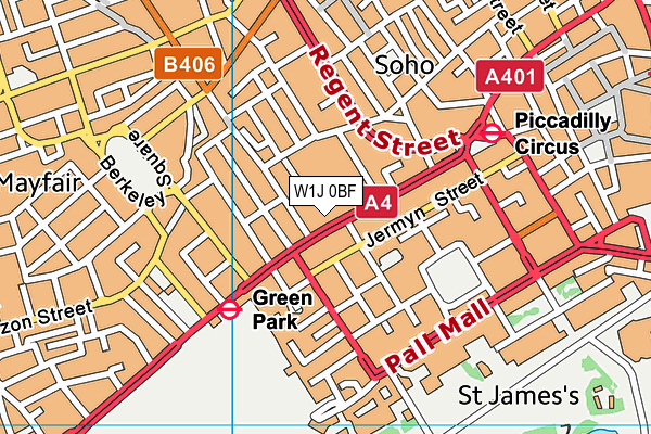 W1J 0BF map - OS VectorMap District (Ordnance Survey) W1J 0BF map - OS VectorMap District (Ordnance Survey)