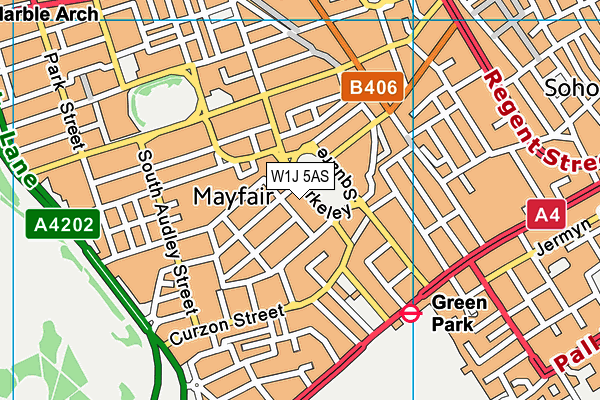 W1J 5AS map - OS VectorMap District (Ordnance Survey)