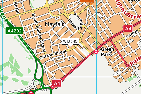 W1J 5HQ map - OS VectorMap District (Ordnance Survey)