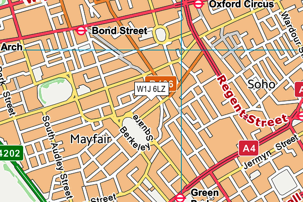 W1J 6LZ map - OS VectorMap District (Ordnance Survey)